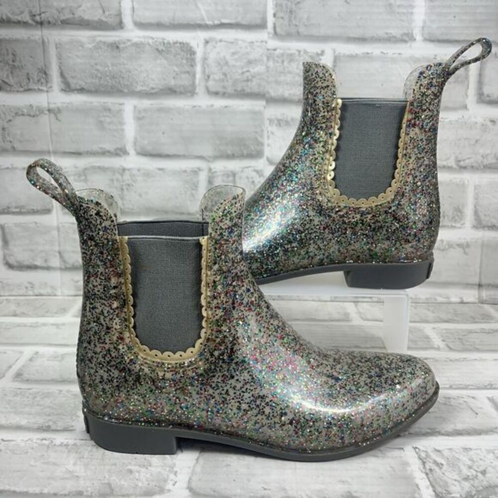Jack Rogers Sallie Glitter Women's Size 8 Chelsea Rubber Ankle Rain Boots